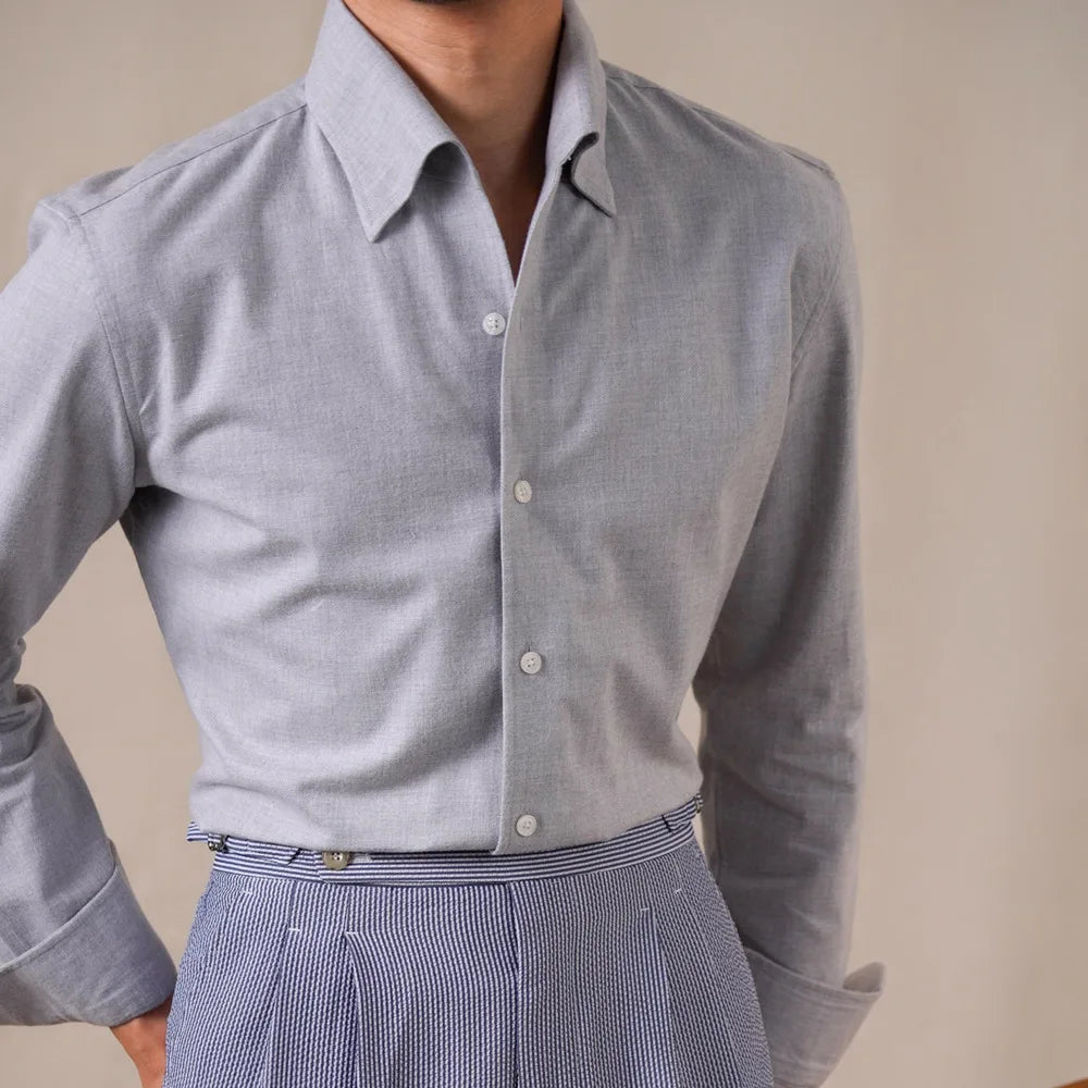 100% Cotton Blend Business Formal Men Shirts Italian Style One-Piece Collar Long Sleeve Shirt Men 2026 Casual Camiseta Masculina