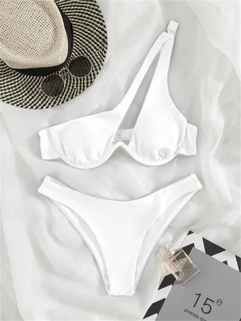 One‑Shoulder Push‑Up Micro Bikini