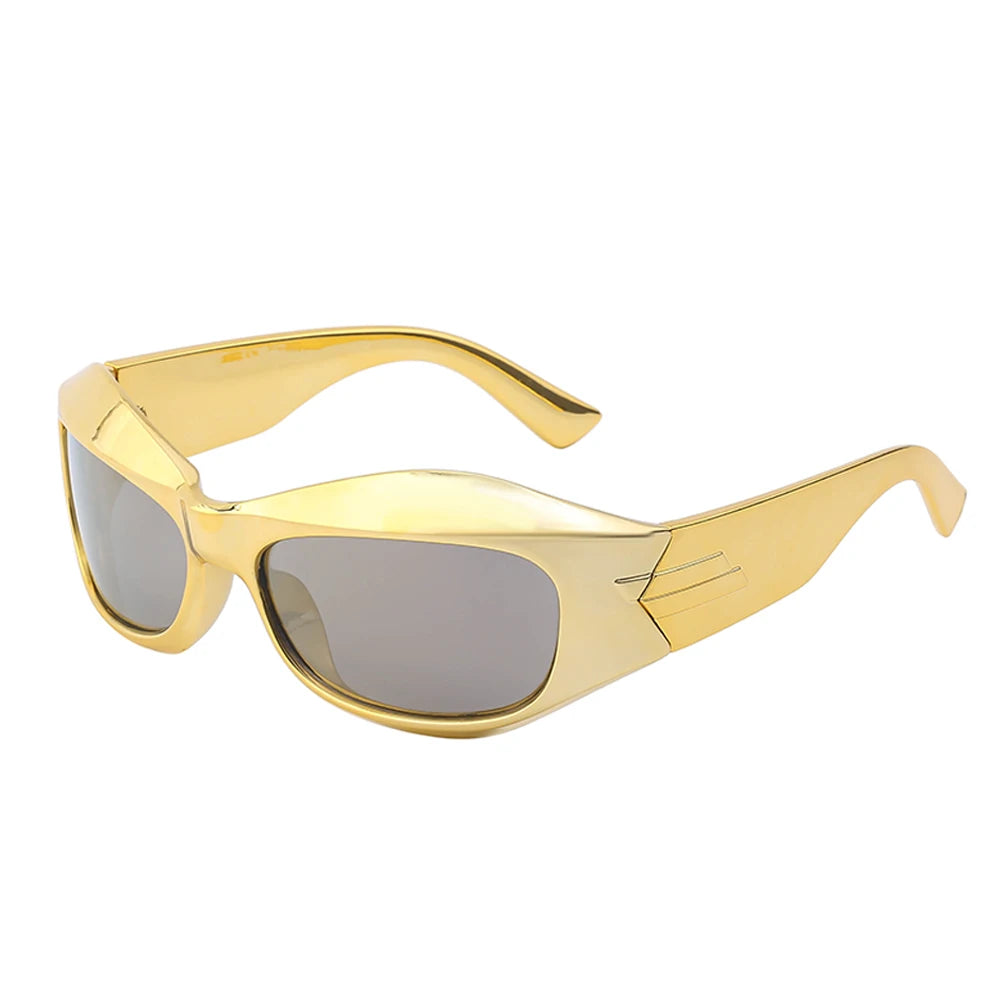 Cyber Y2K Punk Sunglasses Women Men Sports Square Sun Glasses for Ladies 2025 Luxury Brand Steampunk Sliver Eyewear Shades UV400