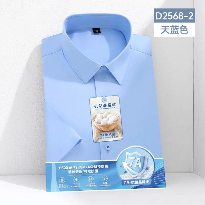 Mulberry Silk Wrinkle‑Resistant White Shirt