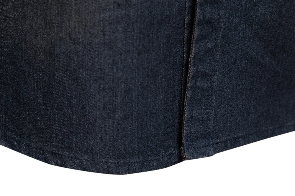 Men’s Elastic Cotton Denim Shirt – Slim‑Fit Long‑Sleeve Cowboy Western Casual Top | AIOPESON Designer Style
