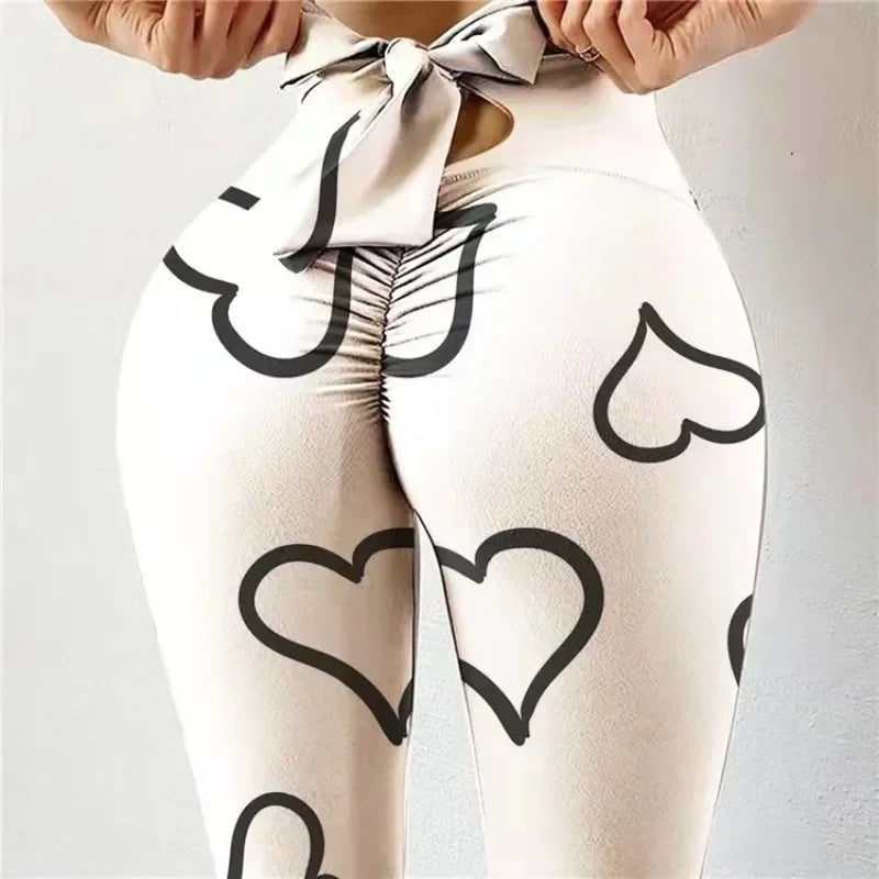 High Waist Butterfly Printed Bowknot Leggings for Women