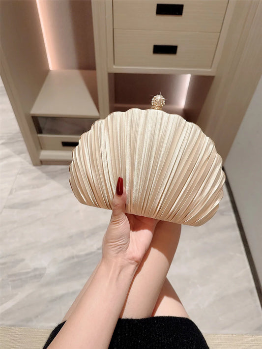 New Shell Evening Bag Cheongsam Diamond Clutch Bag Chain Bag Evening Dress Bag Pleated Bag Banquet Bag