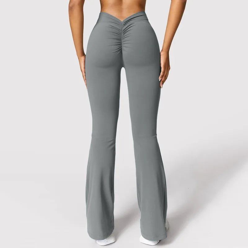 Women’s High‑Waist V‑Back Push‑Up Leggings – Micro Horn Slim Fit Gym Pants, Fashion Sports & Casual Leggings
