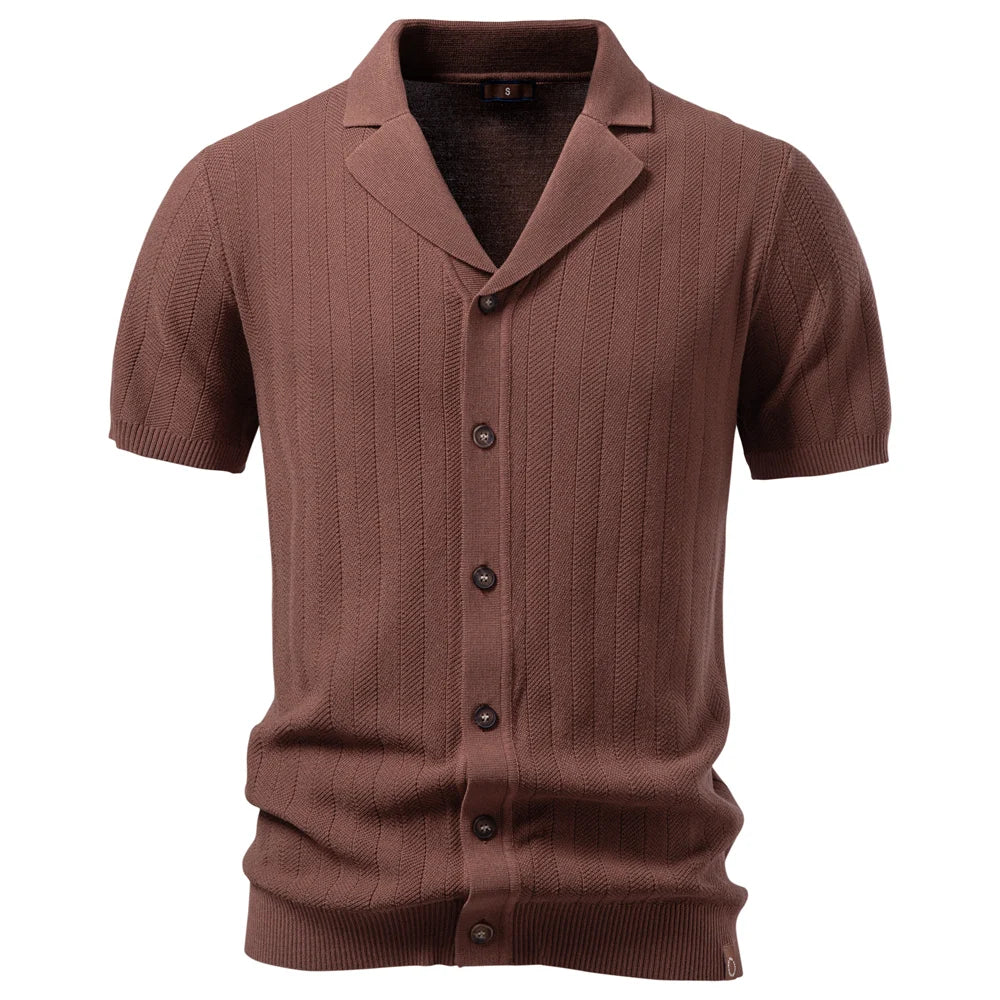 Men's Summer Business Polo Shirt Ice Silk Solid Color Short Sleeve Button Design Cool Touch Breathable Daily Wear