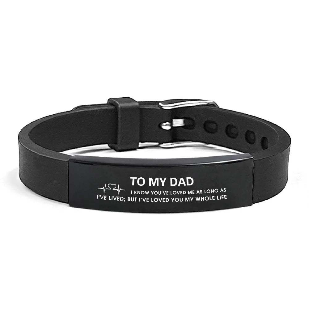 Inspirational Quote Bracelet for Father – Stainless Steel Adjustable Wristband Gift for Men