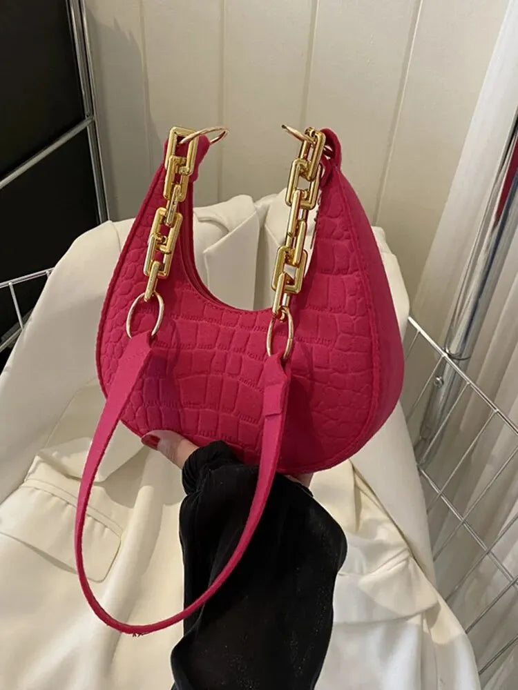 2023 New Fashion Chain Personality Trend Single Armpit Hundred With Crescent Moon Bag For Women