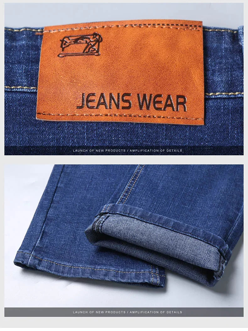 Straight‑Leg Micro‑Elastic Jeans