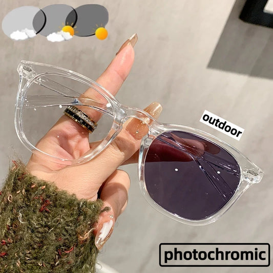 Unisex New Photochromic Glasses Outdoor Color-changing Ordinary Glasses Outdoor UV Blocking Blue Light Computer Glasses