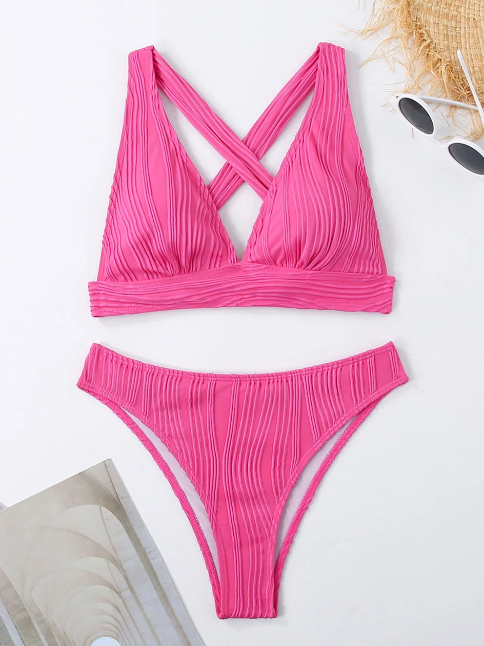 Sexy Criss‑Cross Tie‑Back Bikini