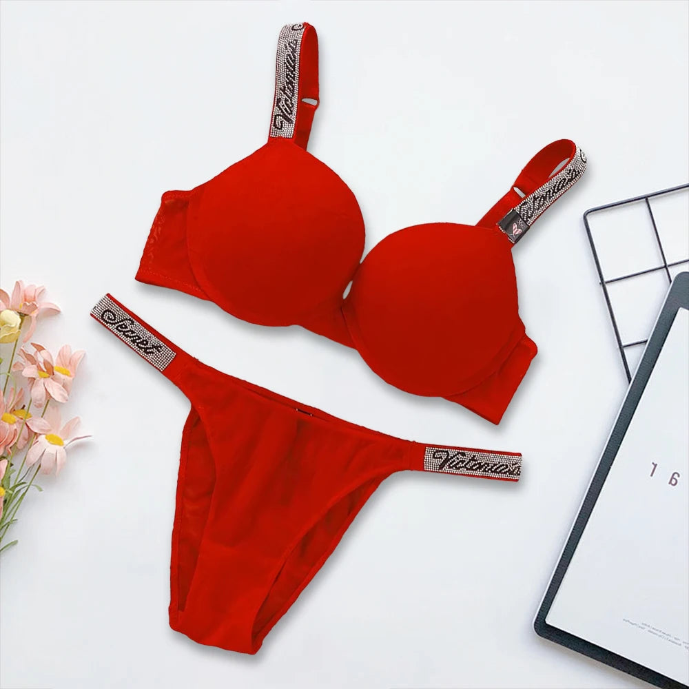 Victoria's Secret Women's New Sexy Lingerie Sporty Classic Padded Adjustable push up Lingerie Underwear Set Bras and Panty Set