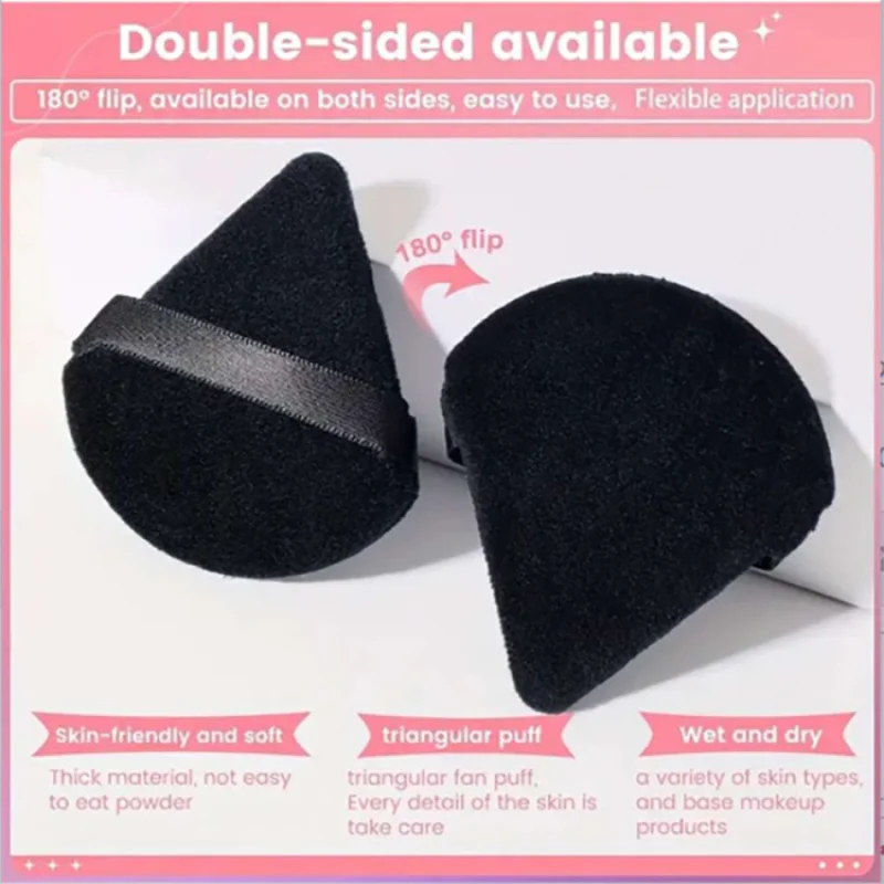 10‑Piece Triangle Powder Puff Set – Soft Plush Wet & Dry Makeup Sponges for Foundation & Loose Powder