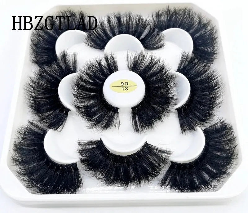 5 Pairs 25mm 3D Mink Eyelashes Bulk Russian Roll Fluffy Natural False Eyelash Dramatic Mink Lashes Makeup Tools Wholesale Lashse