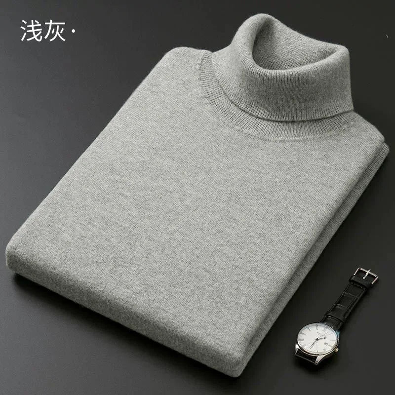 Men’s Cashmere‑Cotton Turtleneck Sweater