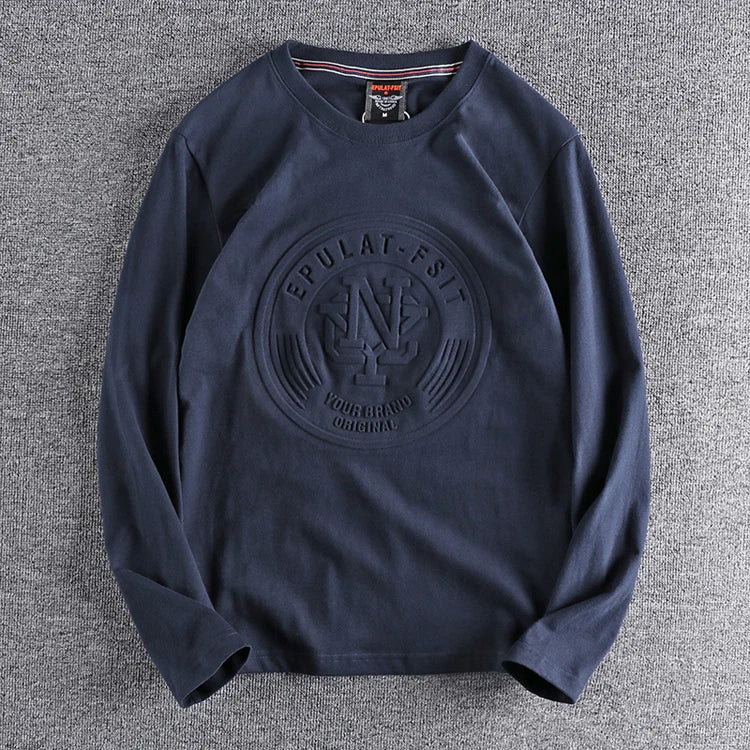 American Retro 3D Letter Long‑Sleeve T‑Shirt