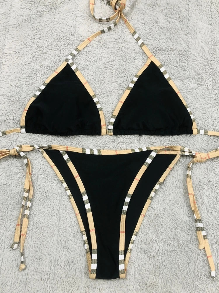 2025 Luxurious Strappy Bikini Set High End Designer Summer Beach Swimwear Women Vogue Sexy Summer Vacation Pool Party Tankini