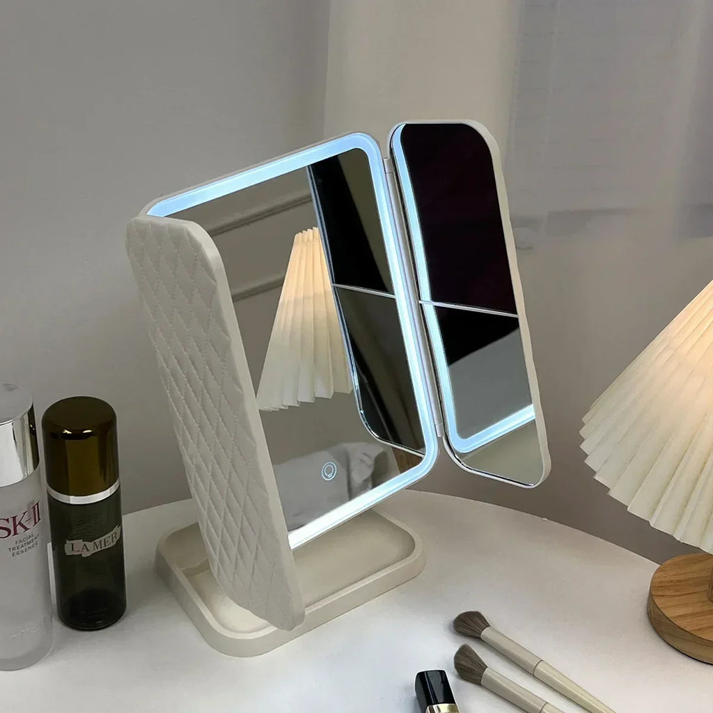 Trifold LED Makeup Mirror – Smart Light‑Up Beauty Mirror with Adjustable Fill Light