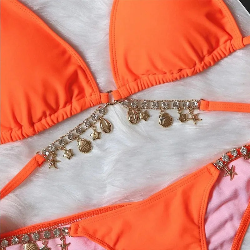 Sexy Solid‑Color Brazilian Bikini Set