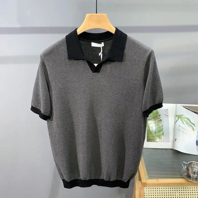 Italian Cuban Collar Ice Silk Polo