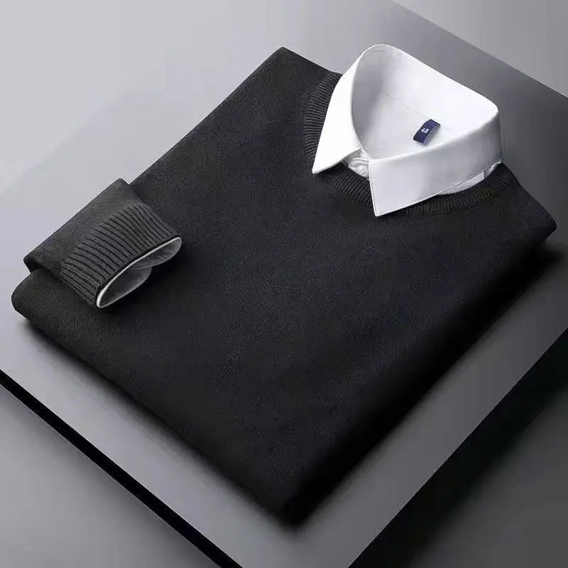 Autumn Winter Slim Fit Fake Two‑Piece Sweater