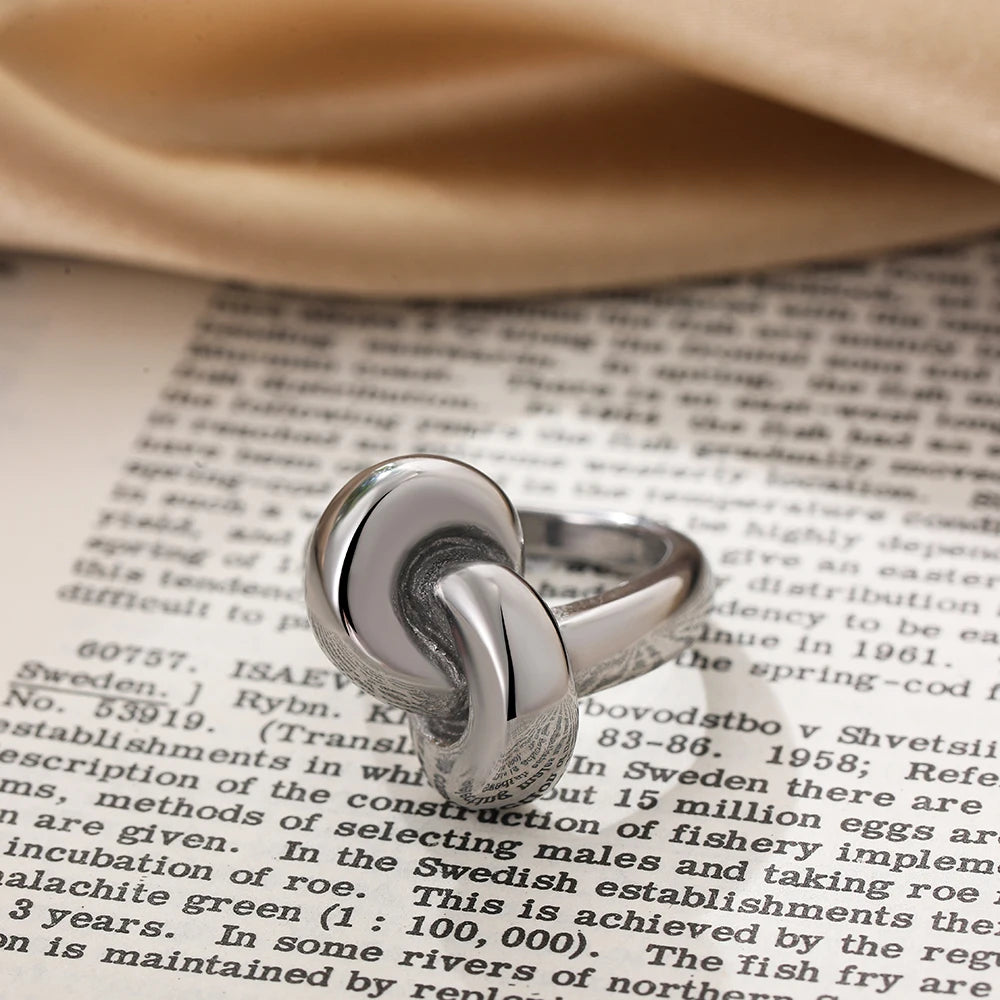 Vintage Stainless Steel Rings for Women Punk Chunky Irregular Smooth Adjustable Open Ring Jewelry Weddings Gifts