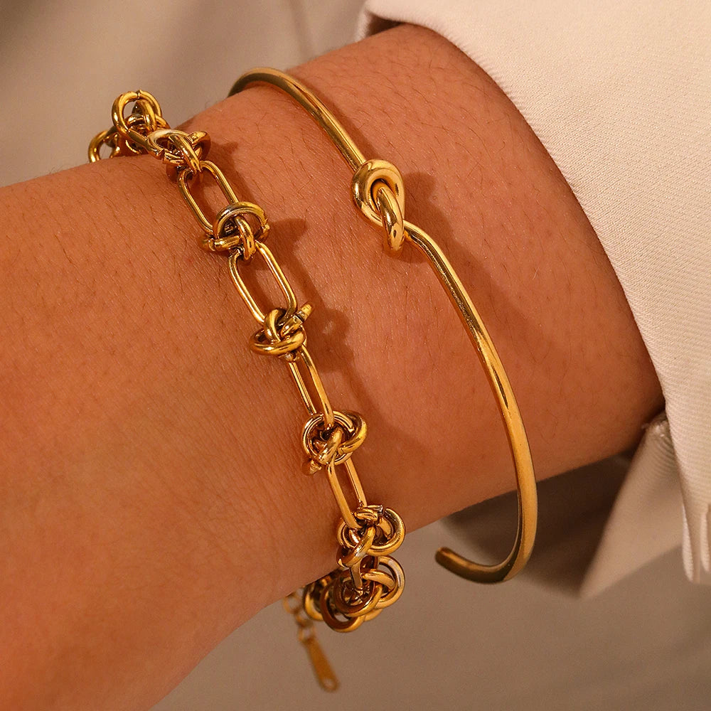 Stainless Steel Bracelet 2 Pieces Popular Creative Knotted Bracelet Vintage Design Bracelet For Women Jewelry Unusual Gifts New