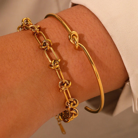 Stainless Steel Bracelet 2 Pieces Popular Creative Knotted Bracelet Vintage Design Bracelet For Women Jewelry Unusual Gifts New