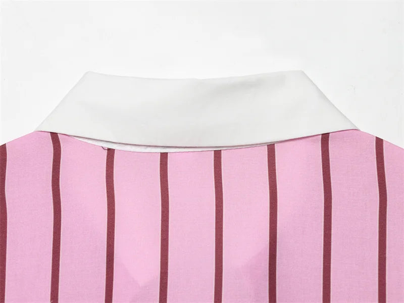 2026 Women’s Long Sleeve Collared Shirt — Striped Cuff Loose Chic Spring Summer Top
