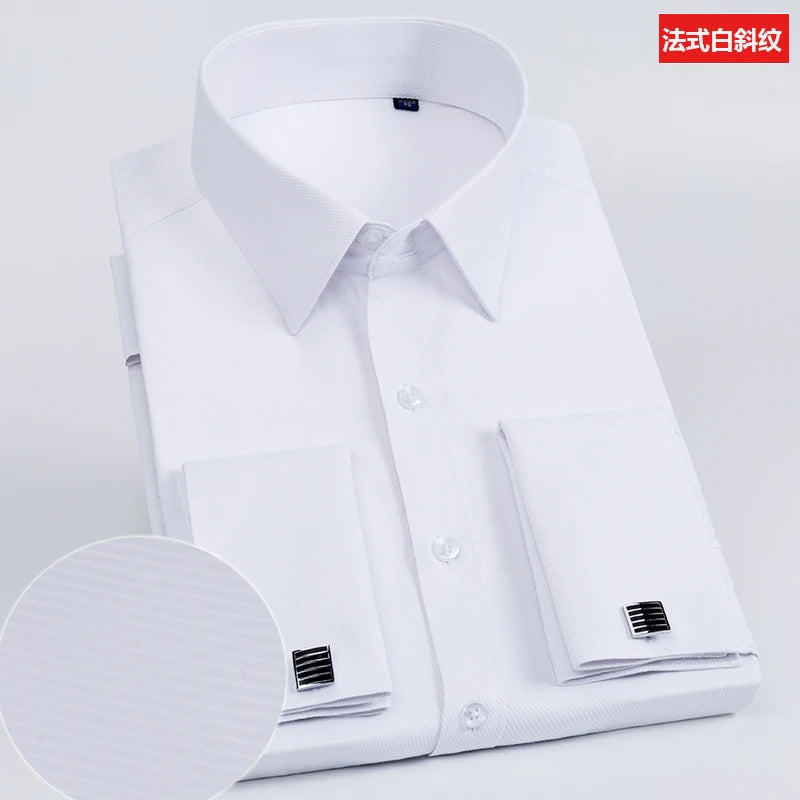 Men’s French Cufflink Slim‑Fit Business Shirt