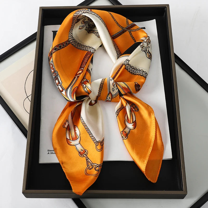 Fashion Scarves for Women Shawl Print Silk Satin Hijab Scarf Female Bandana 70*70cm Luxury Brand Square Shawls Scarfs For Ladies
