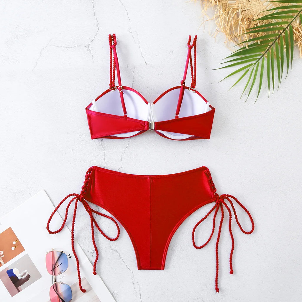 Women’s High‑Waist Underwire Bikini – Push‑Up Two‑Piece Swimsuit, Summer Beachwear SetUnderwire Bikini Swimsuit High Waist Swimwear for Women Push Up Two Piece Bathing Suits Push Up Summer Female