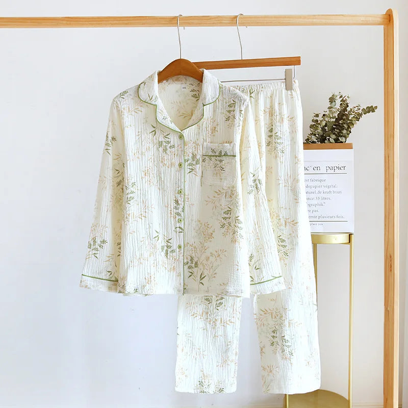 crepe long‑sleeve pajama set