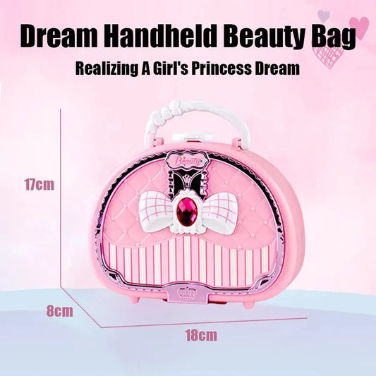 Kids Beauty Makeup Kit – Washable Pretend Play Cosmetic Bag with Mirror (Non‑Toxic & Safe for Girls)