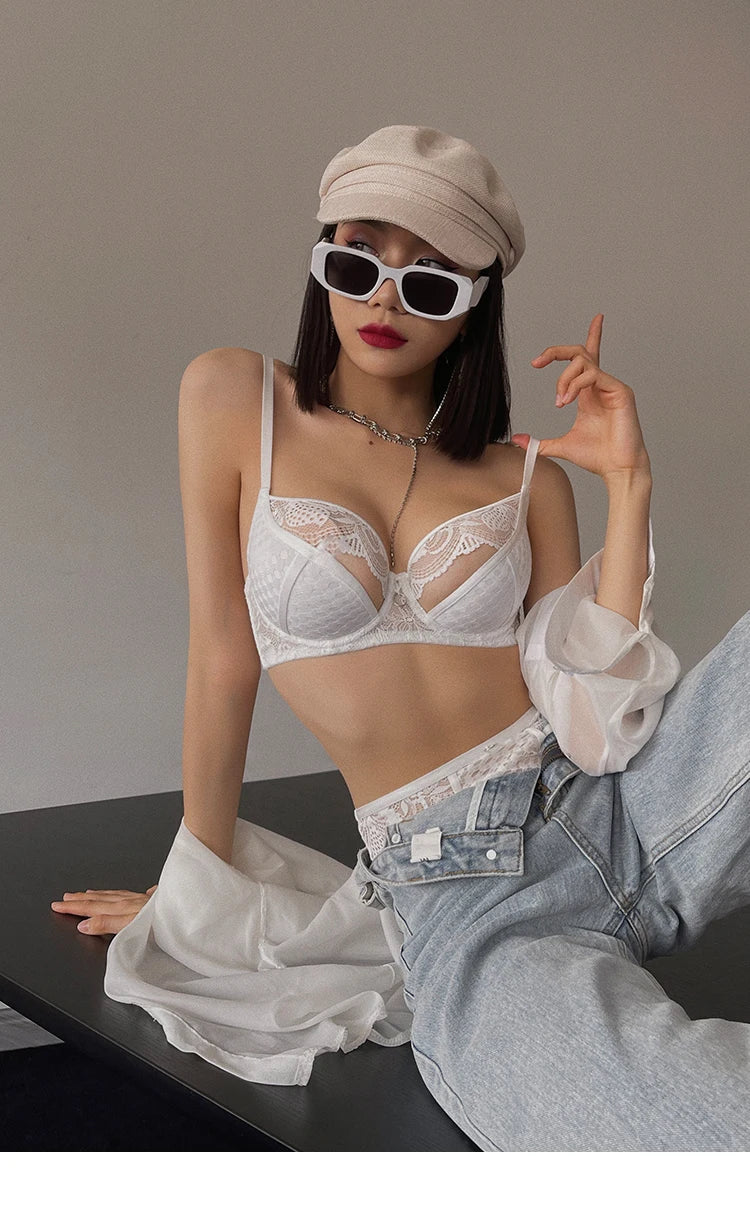 New Sexy Splicing Lace Underwear Women Bra and High Waist Panties Set Cozy Underwie Push Up Brassiere Ladies Temptation Lingerie