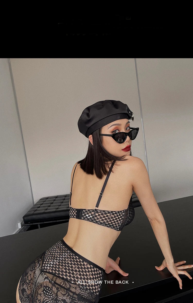 New Sexy Splicing Lace Underwear Women Bra and High Waist Panties Set Cozy Underwie Push Up Brassiere Ladies Temptation Lingerie