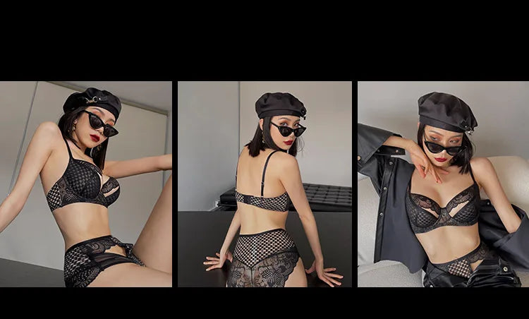 New Sexy Splicing Lace Underwear Women Bra and High Waist Panties Set Cozy Underwie Push Up Brassiere Ladies Temptation Lingerie